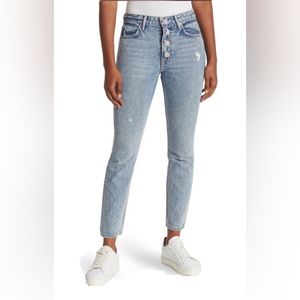 GRLFRND Karolina Rhinestone Button Jeans